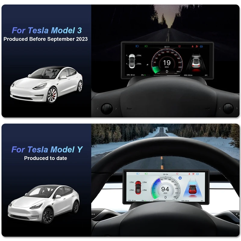 6.2 Inch HUD HD IPS Dashboard Display Screen Instrument Dashboard Head Up Display Black For Tesla Model 3 Model Y 2017-2023