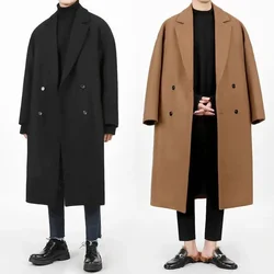 2023 Autumn Winter Long Trench Coat Men Double Breasted Woolen Jackets Overcoat Mens Warm Windbreaker Male Fashion Outwear