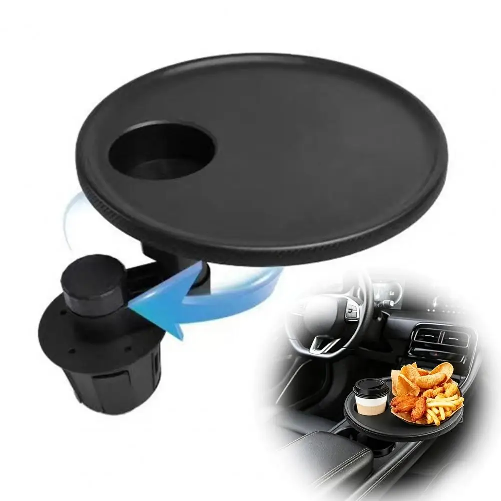 Vehicle Pallet Car Tray with Cup Slots Car Table Tray with Cup Holder 360° Rotating Silicone Food Tray for Vehicle for Eating