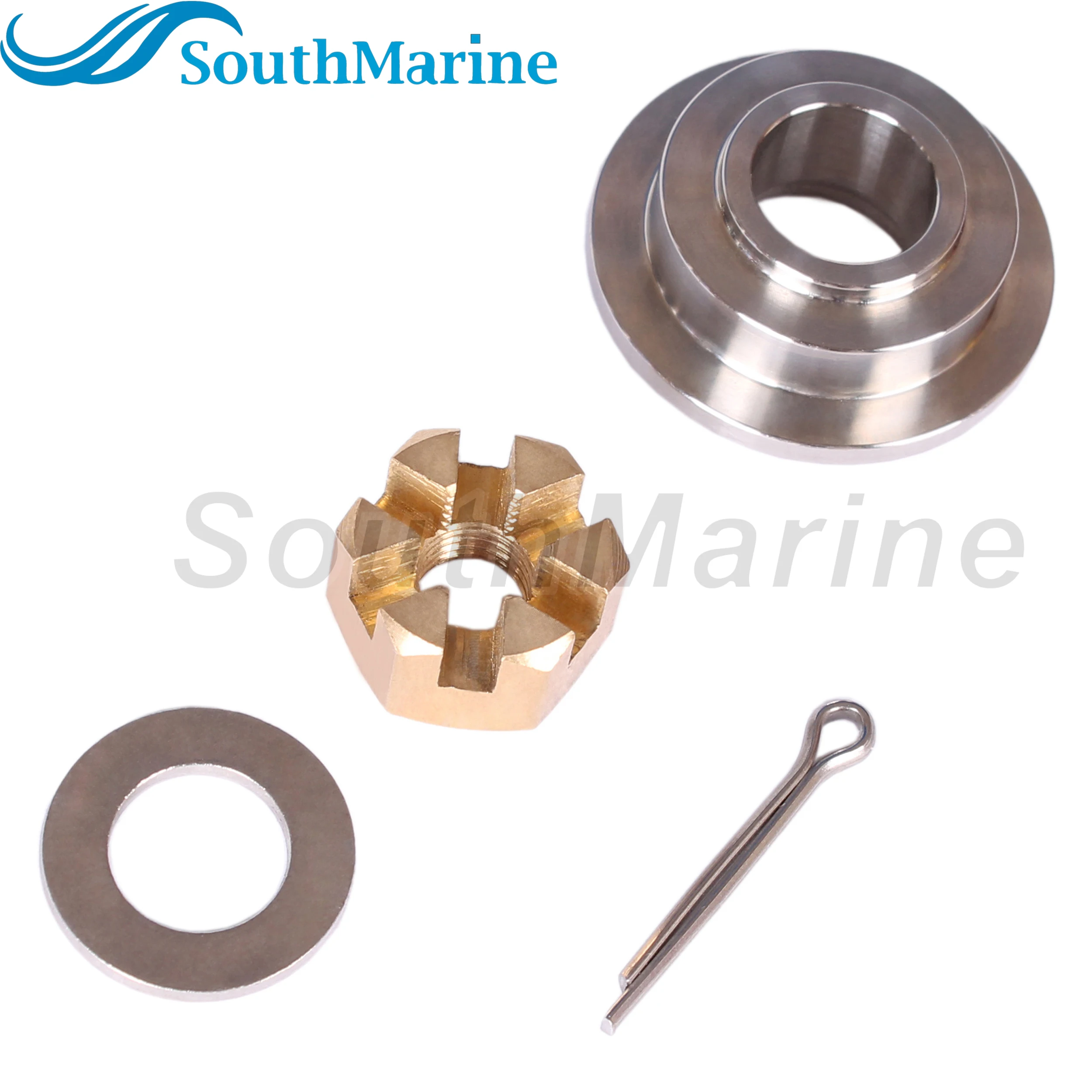 Outboard Motor 6E7-45987-00 01 F15-06000015 Spacer, 90201-10M01 Washer, 90171-10M01 Castle Nut for Yamaha Parsun HDX 8HP-20HP