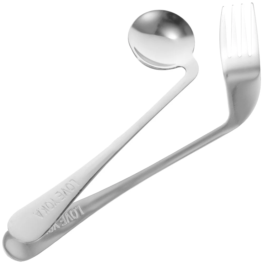 Elbow Fork Spoon Serving Utensils Angled Eating Metal Forks Stainless Steel Aldult Baby