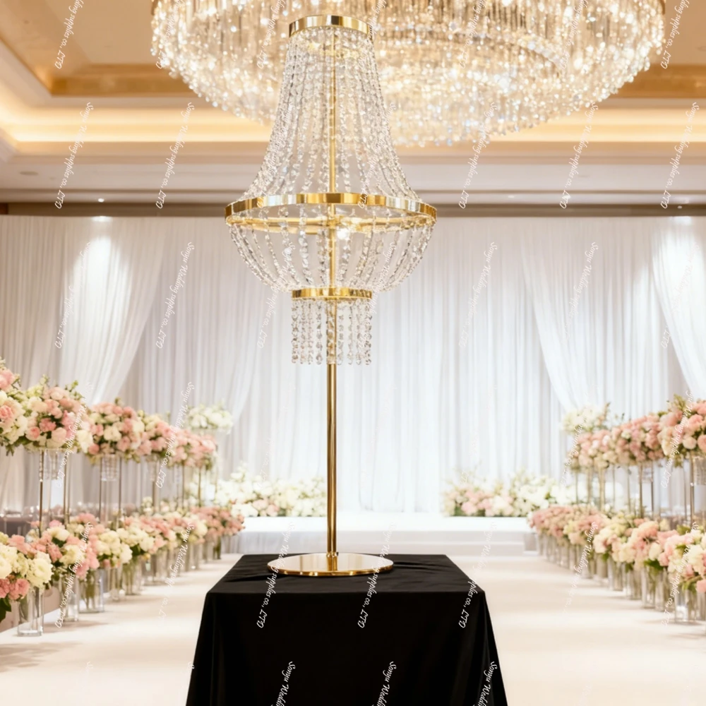 

6pcs f30 84-120cm LED Light Stand Wedding Reception Aisle Road Lead Dinning Table Centerpieces Top Beads Chandelier Light