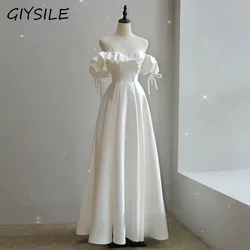 GIYSILE Light Wedding Dress New Bridal Dinner Dress Temperament Simple Party Ball Dresses One Shoulder Satin Evening Dresses