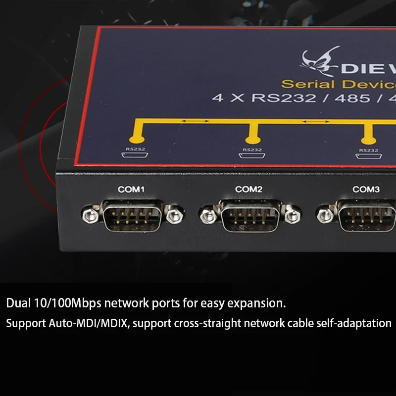 Ethernet to 4 Serial Server Ethernet Smart Switcher Serial RS232 RS485 RS422 to Ethernet Converter Serial Device Server 100Mbps