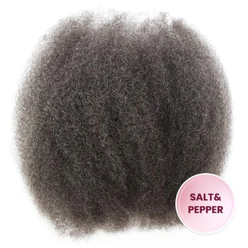 Rebecca-Salt Pepper Grey Cabelo Humano para Trança, Afro Kinky Hair, Remy, Remy, Sem Anexo, Brasileiro, Dreadlock