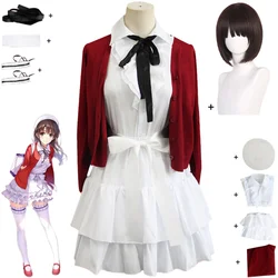 Anime Saekano: How To Raise A Boring Girlfriend Megumi Kato Cosplay Costume Red Sweater Coat Dress Wig Woman Cute Daily Suit