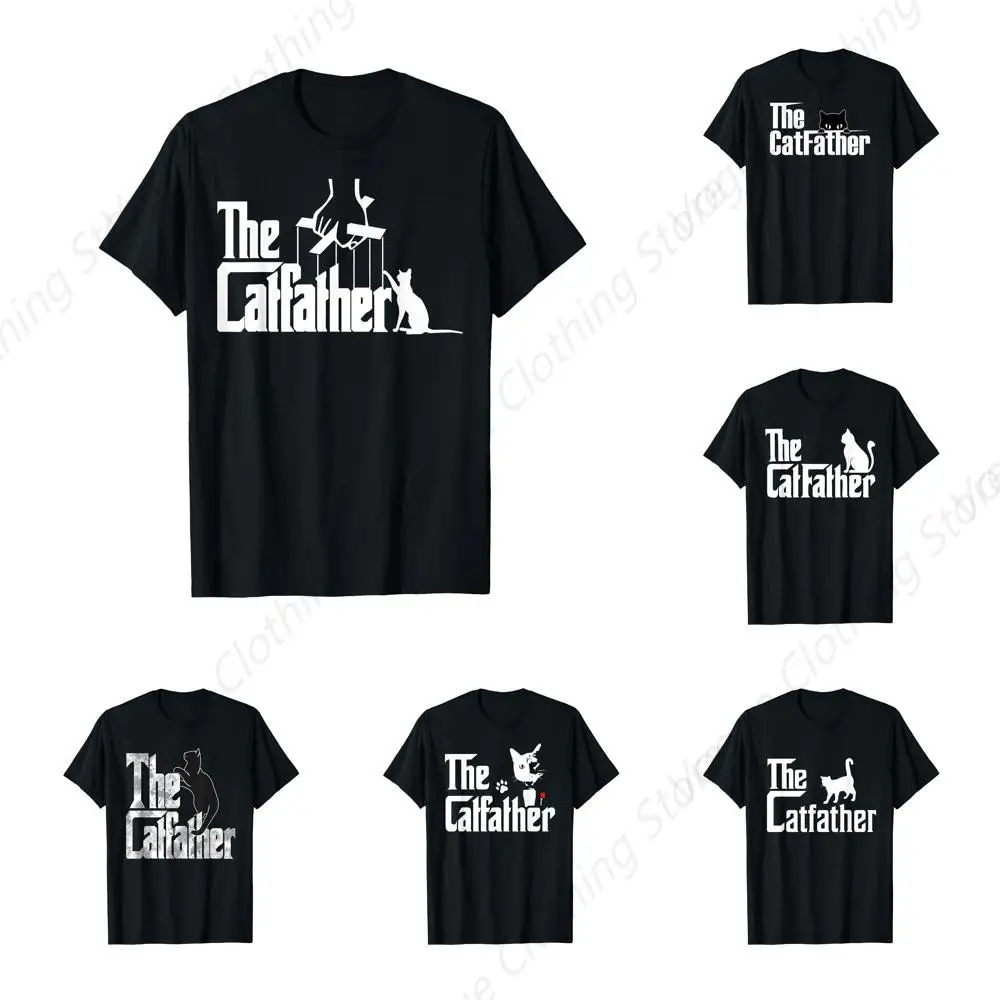 Men’s Funny Catfather Cat Daddy Fathers Day Cat Lover Gift T-Shirt Fashion Short Sleeves Sport Leisure Soft Tops