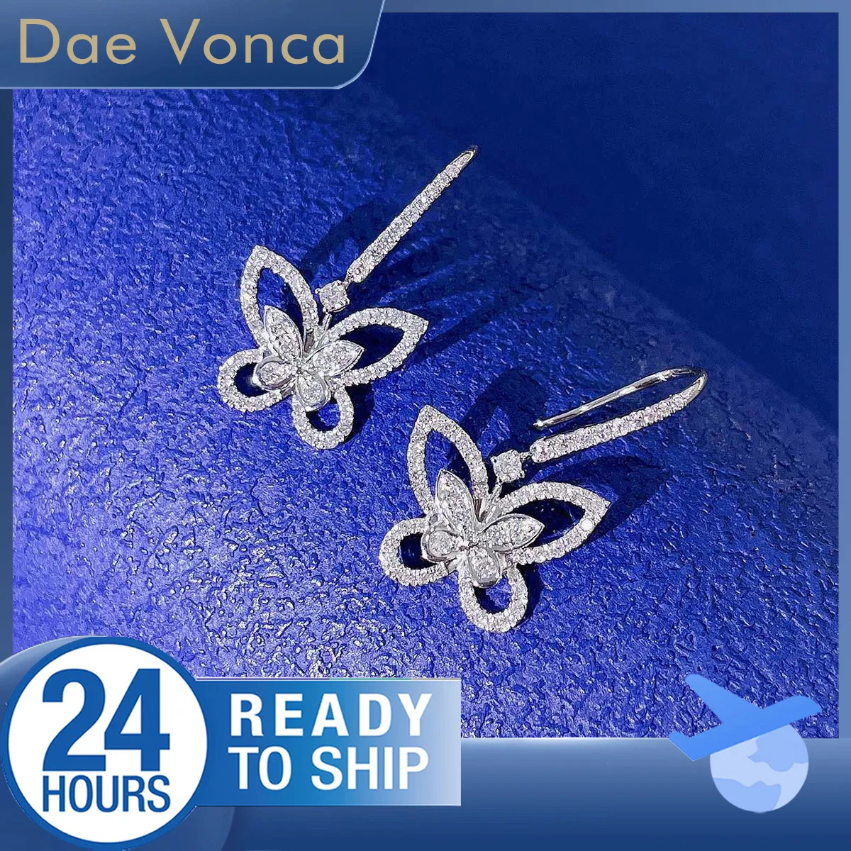 

Butterfly Shape 18K White Gold Lab Grown Diamond Earrings Total about 0.46ct Lab Diamond Pendant Earrings Anniversary gift