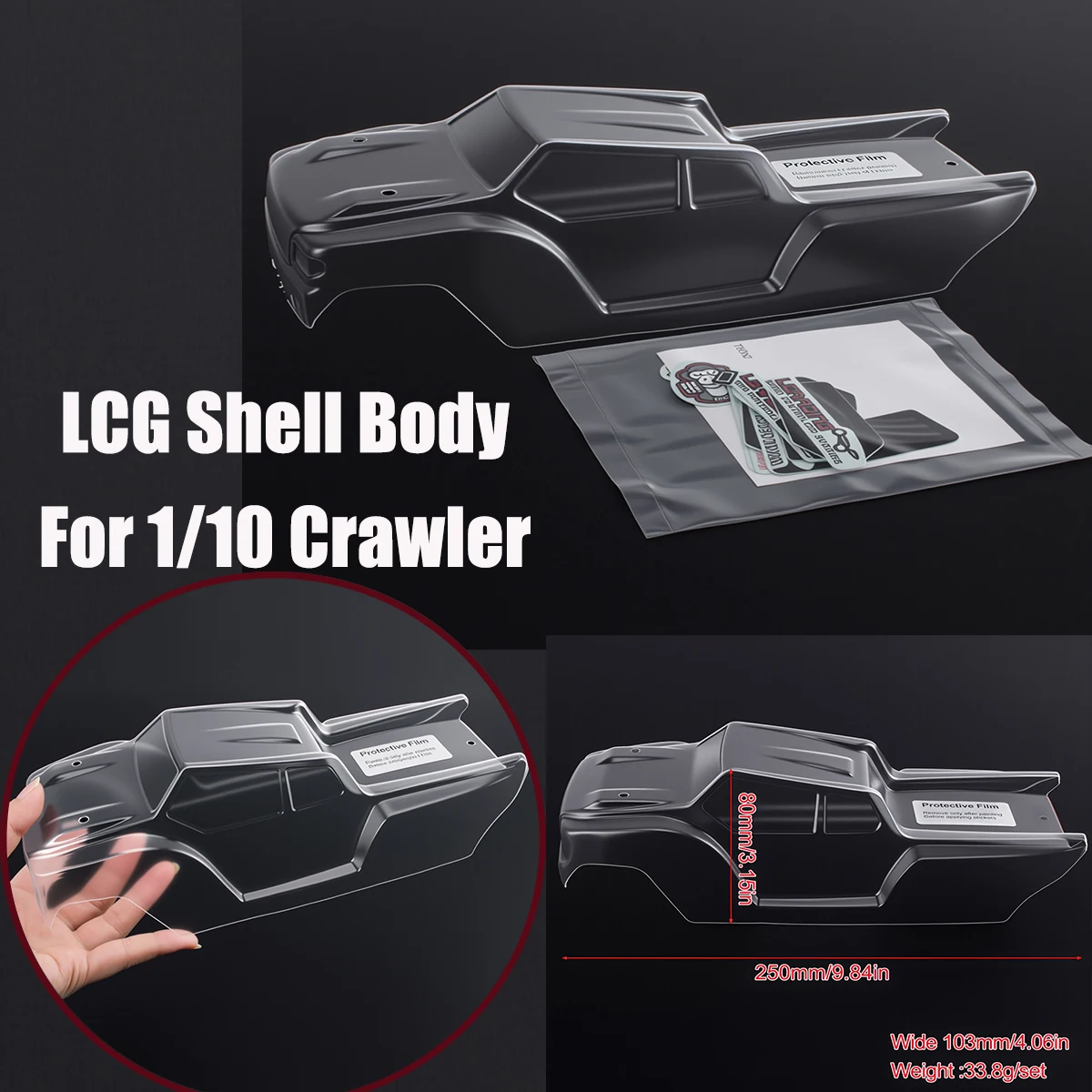 LC Racing 1/10 Polycarbonate Truggy Body Clear w/ Decals – Pre-Cut DIY Painting Shell for RC Car