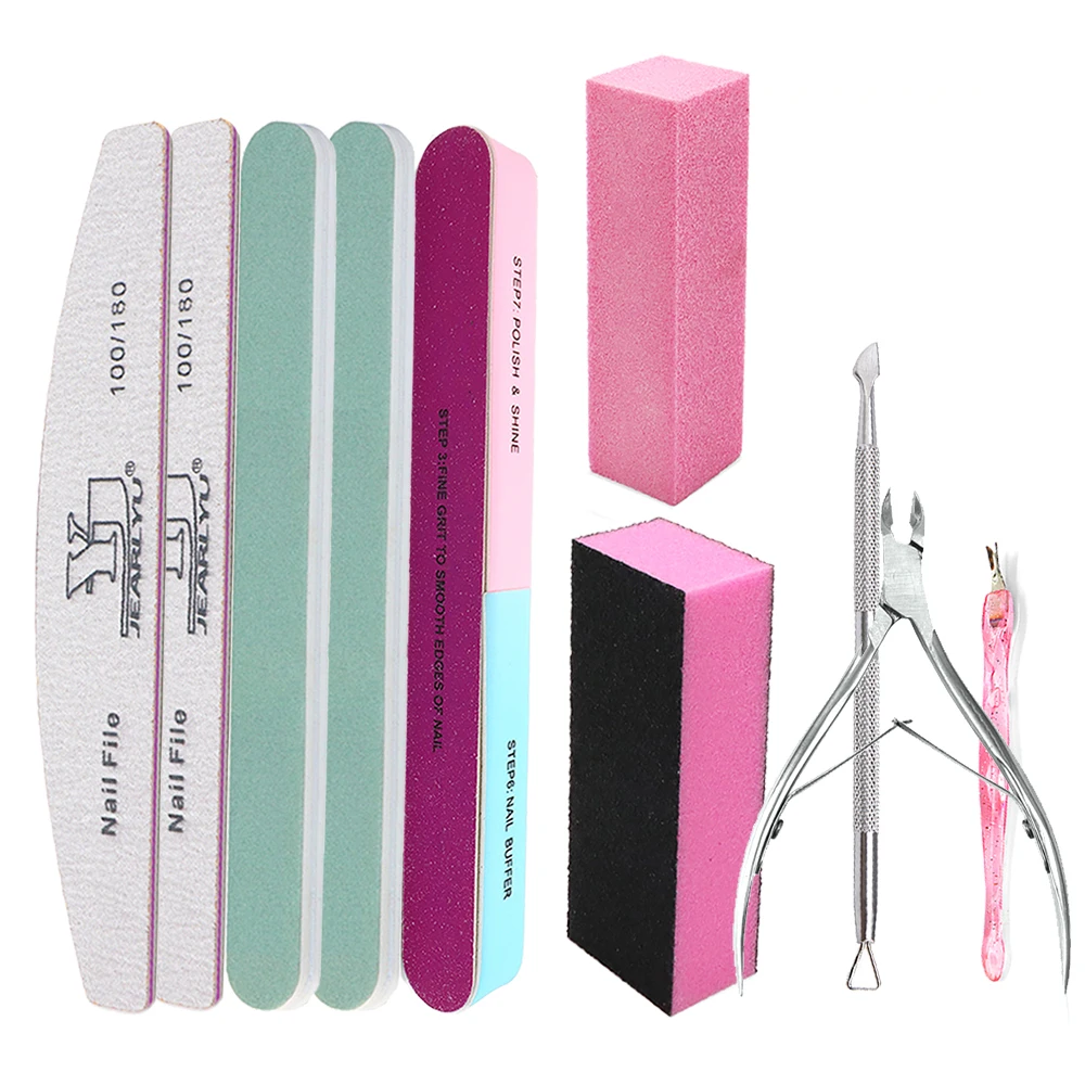 10Pcs Manicure Set Manicure Set Professional Nail Clipper Kit Nail Filing Shaping 2pcs Block Polishing  Dead Skin Scissors