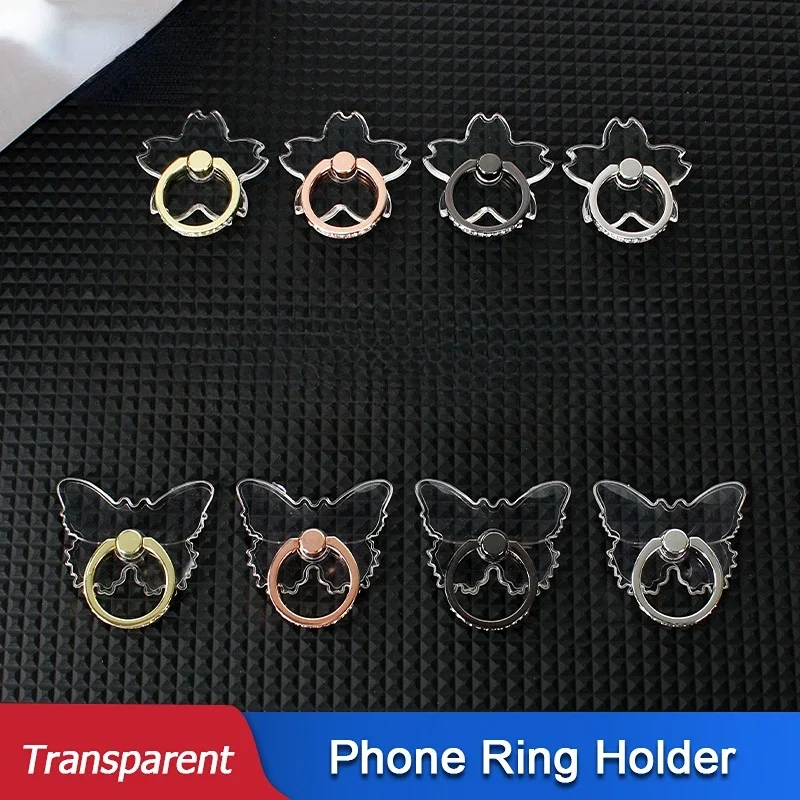 Transparent Diamond Mobile Phone Stand Butterfly Finger Ring Holder 360° Rotatable Folding for Bracket Sticker Stand for Iphone