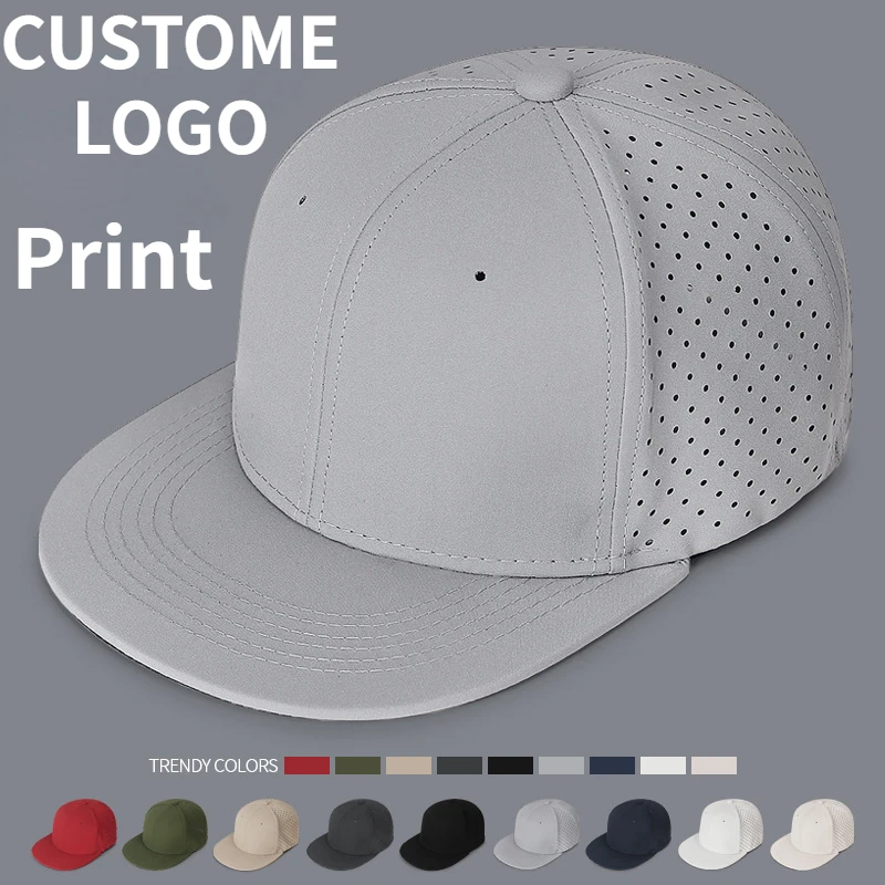 Customized Logo Fully Sealed Elastic Solid Color Hip-hop Hat for Men and Women Summer Mesh Breathable Flat-brimmed Baseball Cap