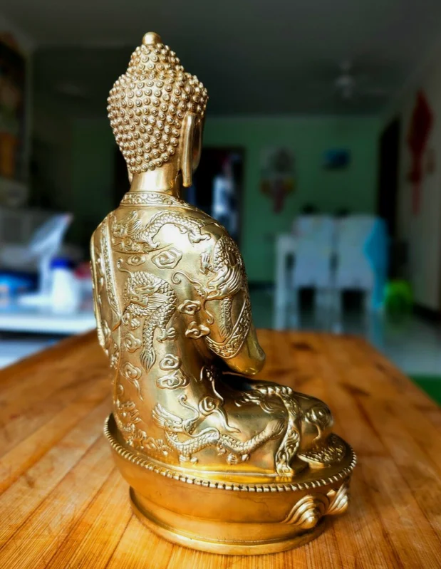 Aparimita mantra Tibet Buddhis Amitabha Tathagata buddha dragon brass statue AAA