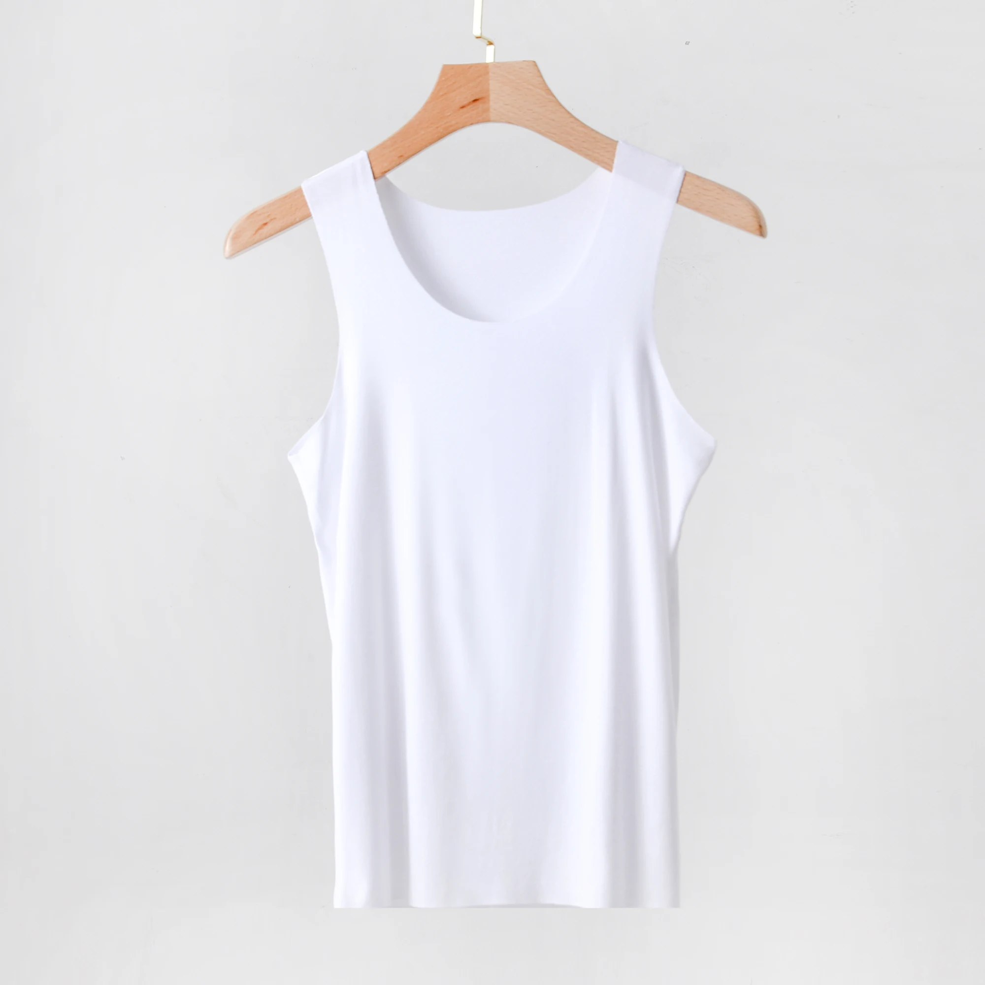 Modal Men's Tank Top Summer Thin round Neck  Color Sweatshirt Large Size Loose White Sleeveless T-Shirt Casual Base Layer