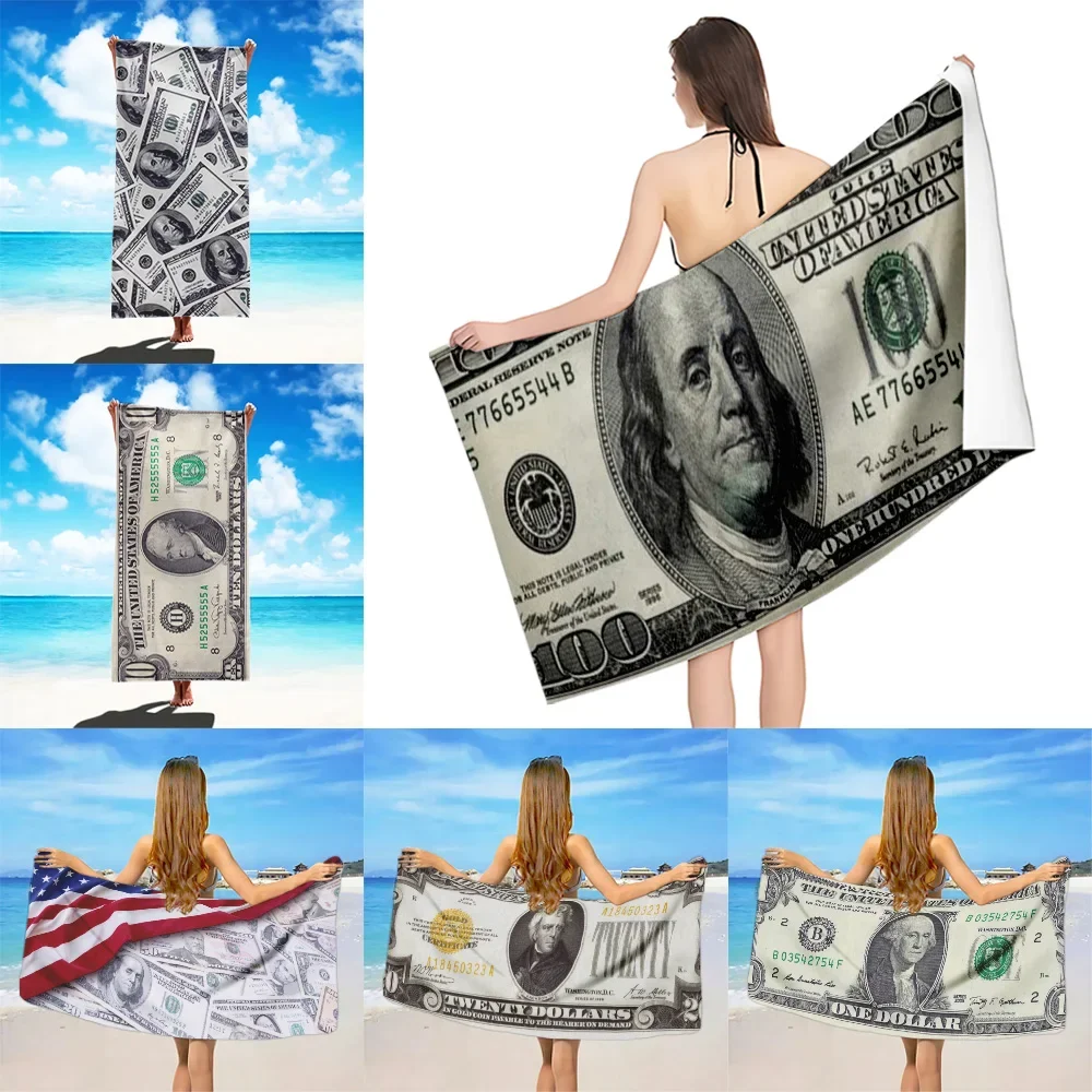 Money Rugs 100 Dollar Bill Runner Area Rug Beach Towel Microfiber Sand Quick Soft Sandproof Pool Towels for Women Travel Shower