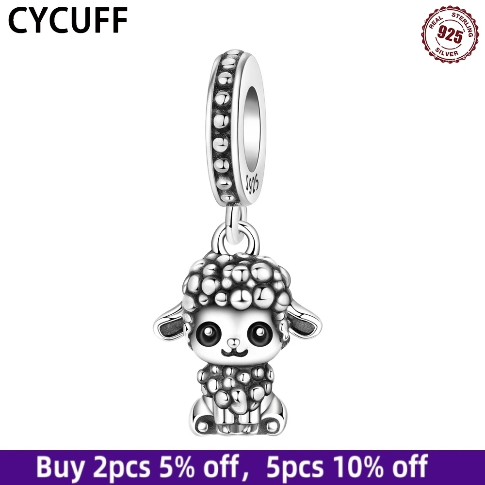 

CYCUFF 925 Sterling Silver Cute Lamb Pendant Fit Original Bracelet Necklace DIY Jewelry Accessories Woman Girl Heartwarming Gift