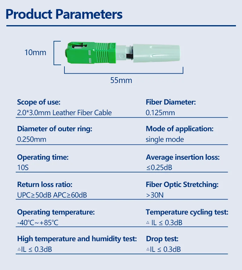 Pre-buried Fiber Optic Quick Connector SC UPC APC Single Mode Cold Connector Leather Line Telecommunications Optical Assembly