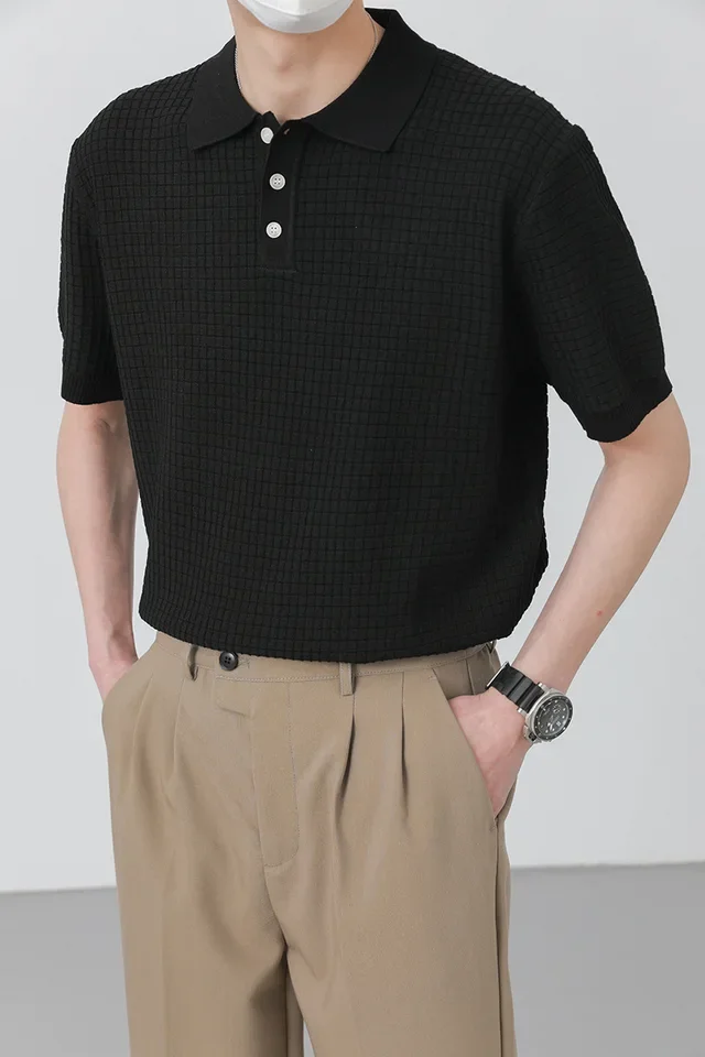 Summer Top Slim-fit POLO Shirt Men's Short Sleeve T-Shirt Trend Versatile Lapel Knitted T-Shirt Trend