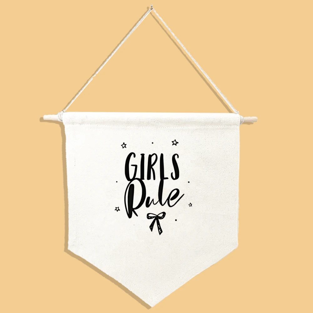 Hello World Hanging Wall Canvas Hanging Pennant Flag Banner for Baby Girl Boy Nursery Teen and Kids Room Wall Decor Accessories