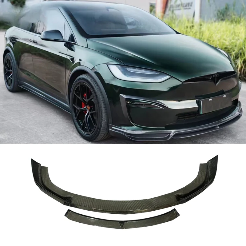 C Style  Front Lip Front bumper Carbon Fiber For  Model X Plaid 2021-2023Car Body Kit  Accessories