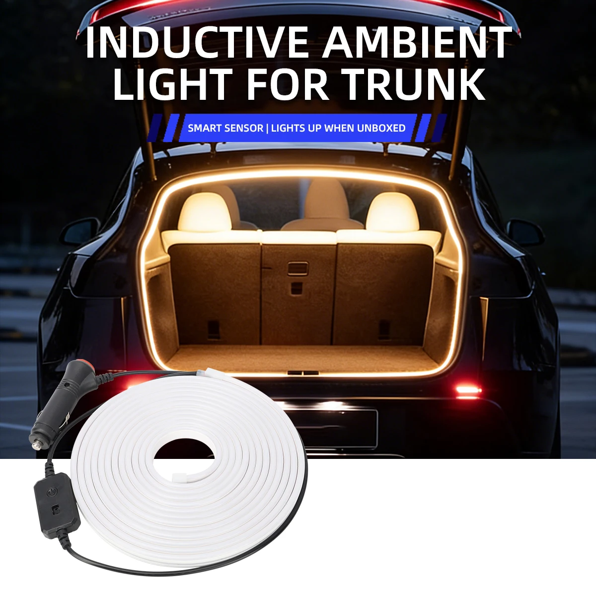 1X Car LED Front Trunk Lighting Strip Modified Cargo Area Decorative Light For Tesla Model 3/Y Easy Install Car Atmosphere Light