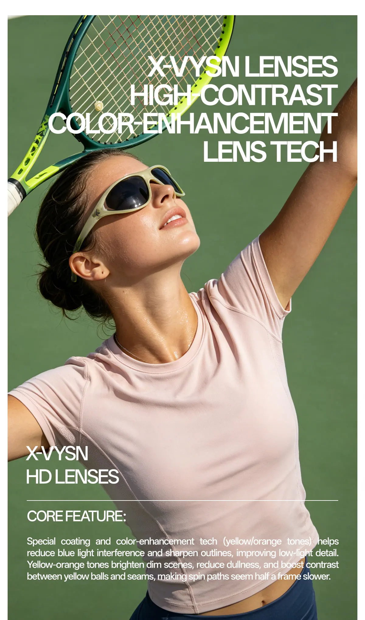 Kapvoe Fashion Retro-Radsportsonnenbrille Damen-Radbrille Mountain-Wanderbrille Herren-Sport-Tennis-Pickleball-UV400-Schutzbrille – Detail 3