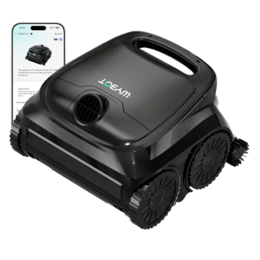 Inground pool use, ABS plastic, gray black, cordless robotic vacuum with 4-roller brush, edge cleaning and high obstacle crossi