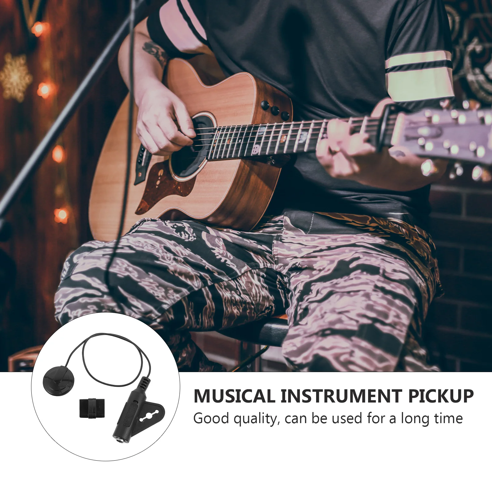 

Acoustic Guitar Pickup Piezo Transducer for Guitar Ukulele Violin ABS Clear Sound Anti Feedback Durable Cable String Instruments