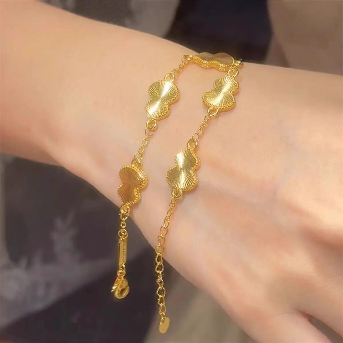 Women's 24K Gold Fortune-Luxury Bracelet, AU999 | Engraved 