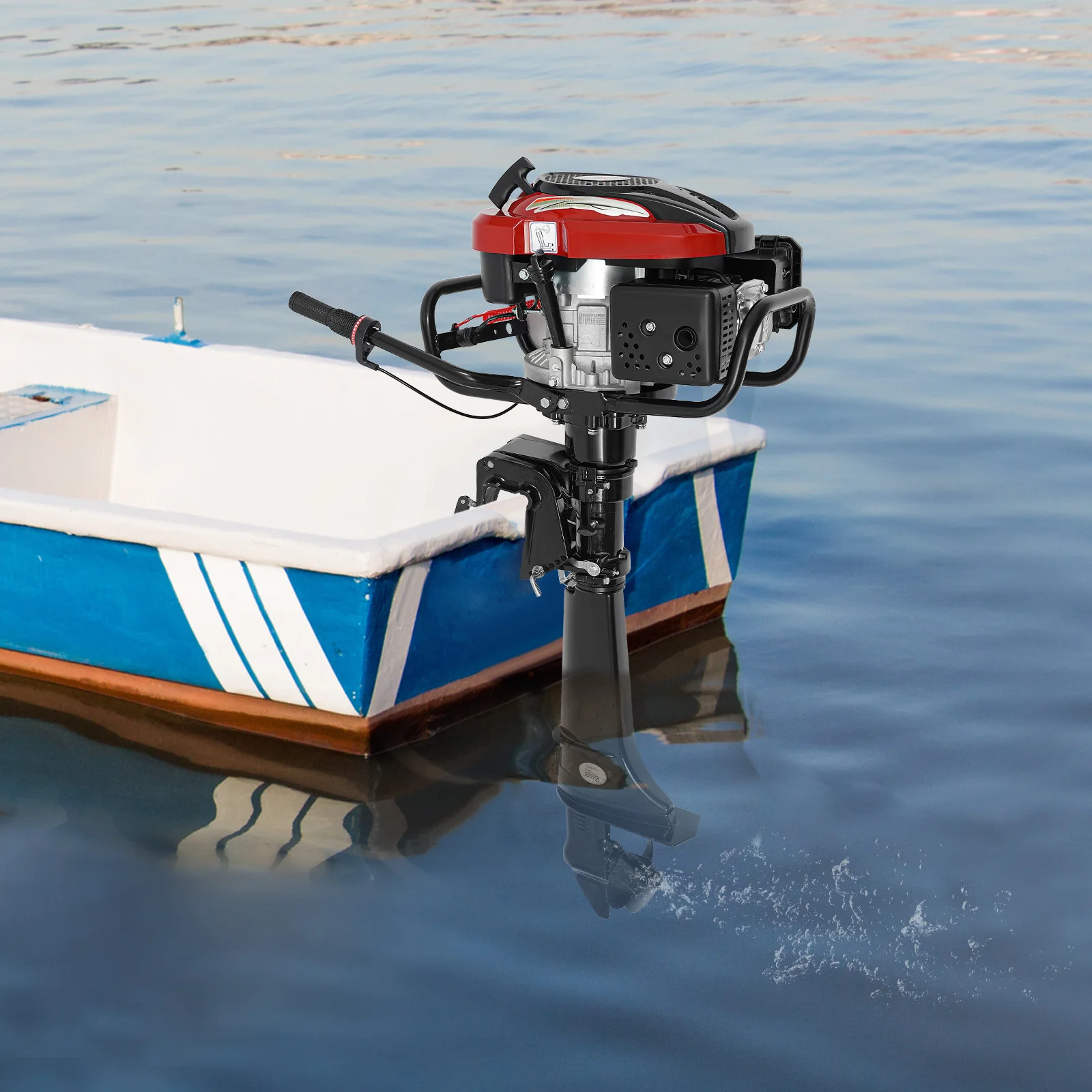 

7HP 4 Stroke Outboard Motor Engine 196CC Heavy Duty Air-Cooling Fishing Boat Motor with TCI Ignition System Manul Start 6000RPM