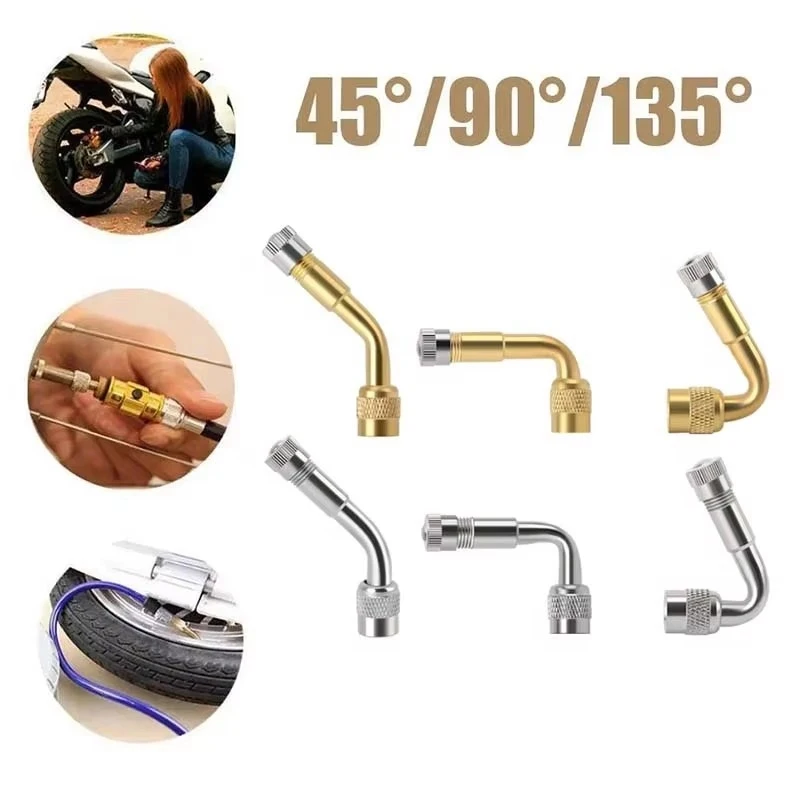 1/2/3pcs 45 90 135 Degree Angle Bent Valve Adaptor Tyre Tube Valve Extension Adapter for Motorcycle Truck Car Moto Bike