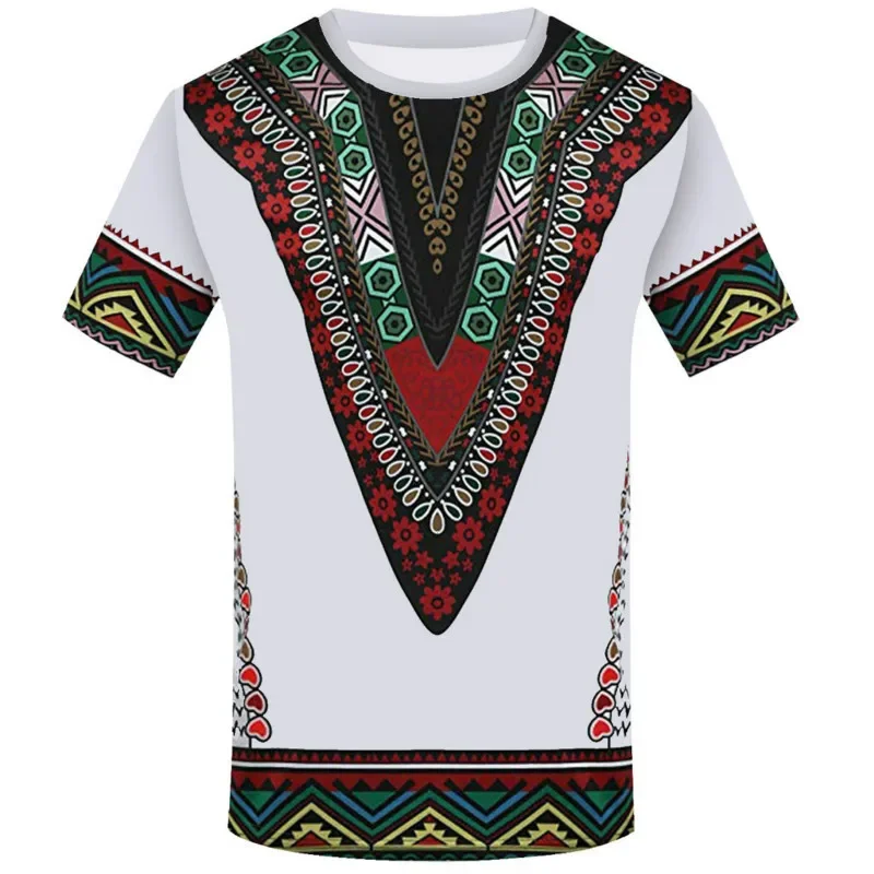 Men\'s round neck shirt, 3D printed African ethnic clothing, with a big discount in the summer of 2024