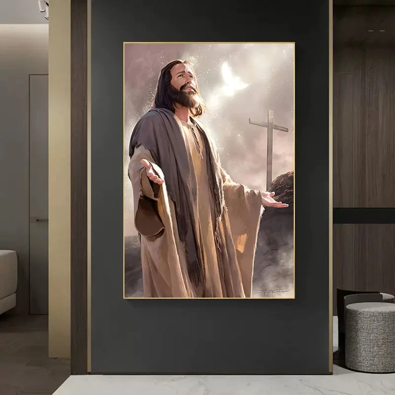ملصق صورة المسيح العتيق ، لوحة قماشية مطبوعة ، سلسلة عقائدية دينية ، فن جداري للغرفة ، الكنيسة ، ديكور المنزل