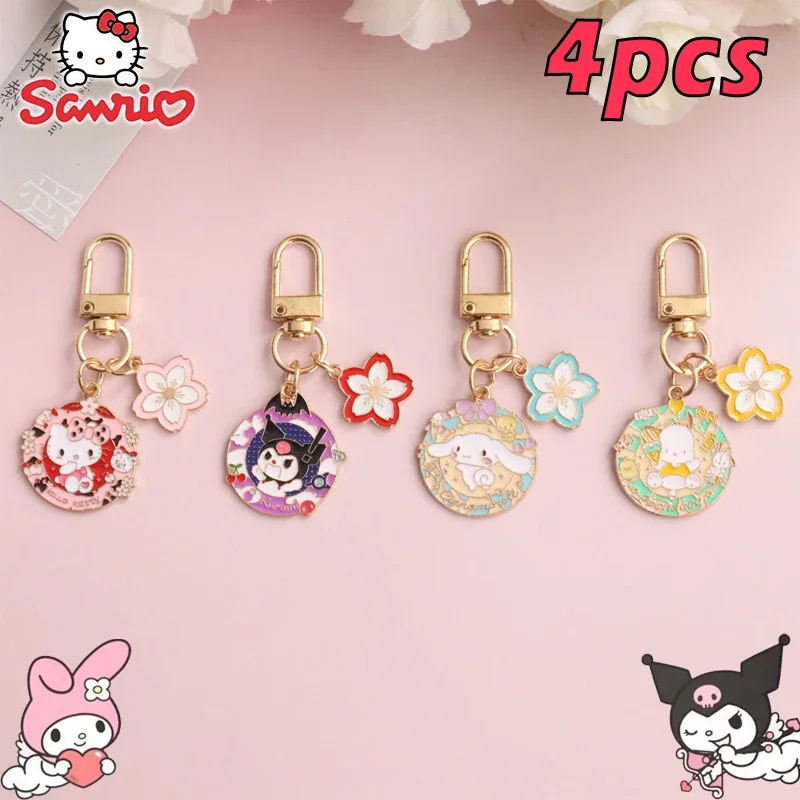 Kawaii Sanrio Keychain Hello Kitty Cinnamonroll Anime Cartoon Metal Key Chain Backpack Pendant Accessories for Women Toys Gift