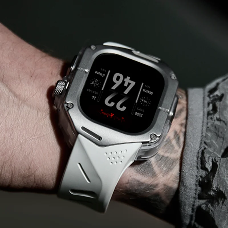 

Luxury Carbon Fiber Modification Kit For Apple Watch Ultra 2 1 49mm Case Bnad For iWatch Titanium Mod Kit Fluororubber Strap