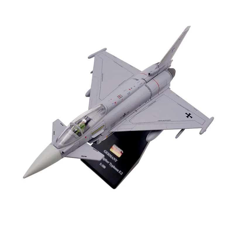 1/100 Skala EF2000 Eurofighter Typhoon Fighter Plane Metal Fighter Model wojskowy Diecast Model samolotu do kolekcjonowania Prezent