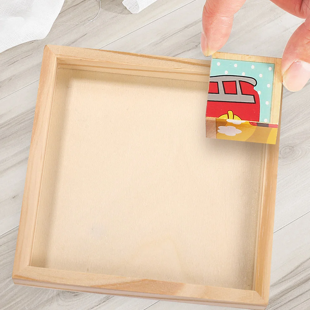 6 Pcs Puzzle Tray Block Storage Wood Serving Snack Rack Sorting Trays for 3D Sundries Holder Wooden Accessory Piece