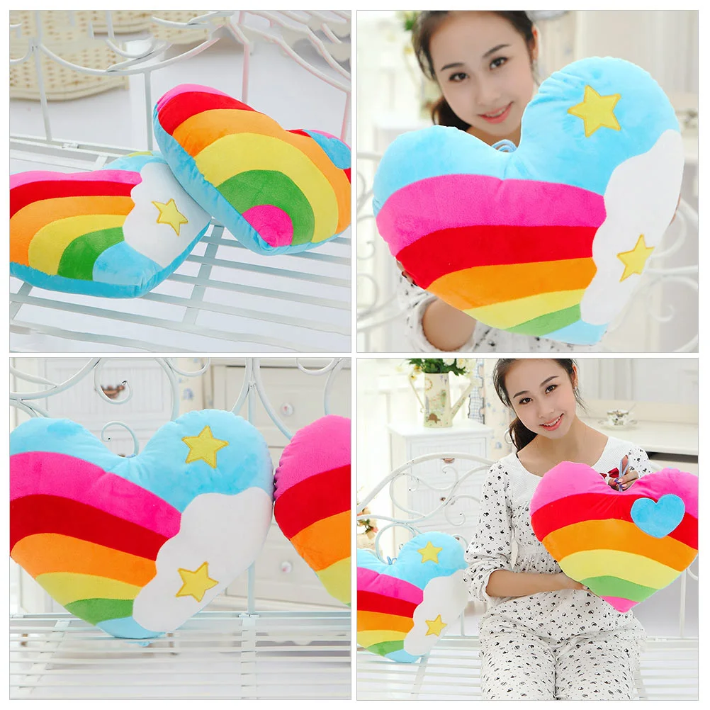 Rainbow Heart Pillow Throw Wedding Chic Pillows Shape Cushion Pp Cotton Shaped Lovely