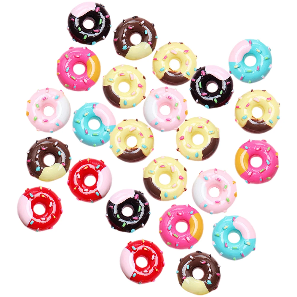 

30 Pcs Case Accessories Donut Resin Charms DIY Craft Decor Hairclip Jewelry Parts Miniature Donuts Miniature Figurine