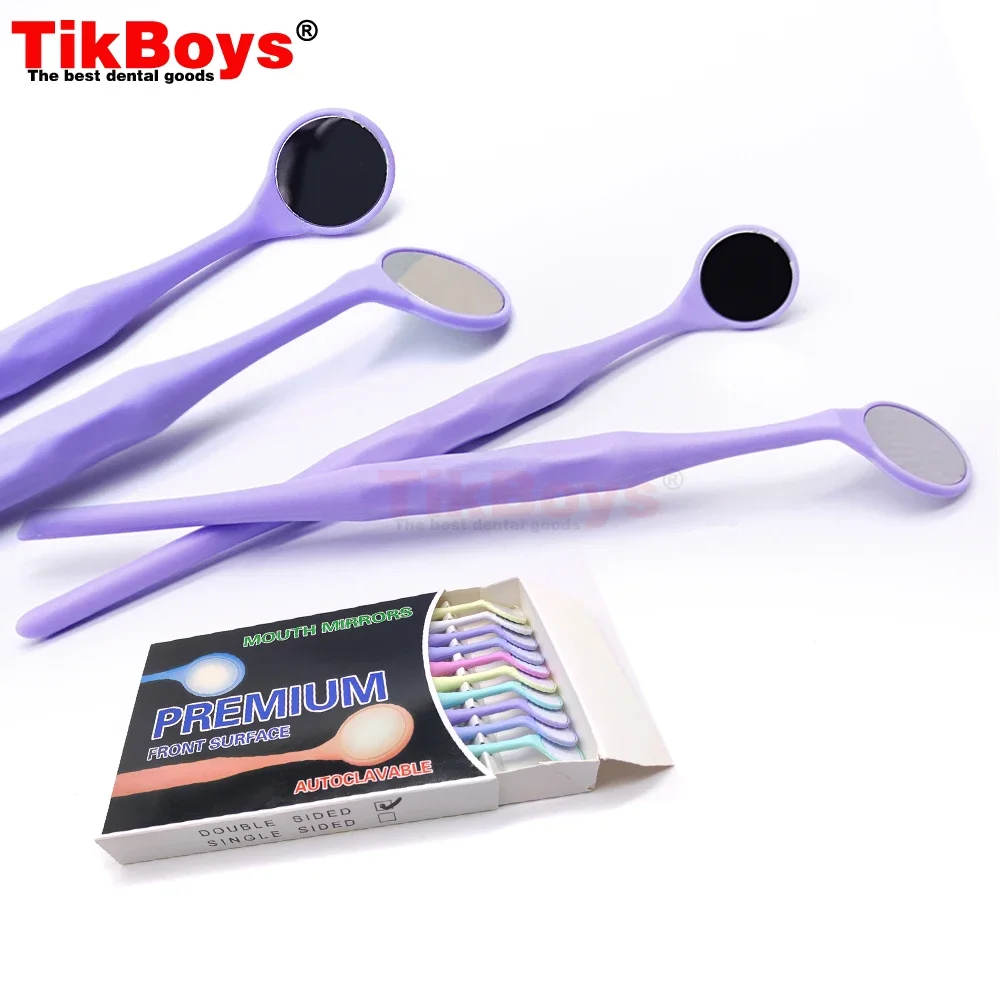 10pcs/Box Dental Double Sided Mouth Intraoral Mirrors Dentistry Autoclavable Surface Exam Reflectors Handle Oral Mirror Tooth