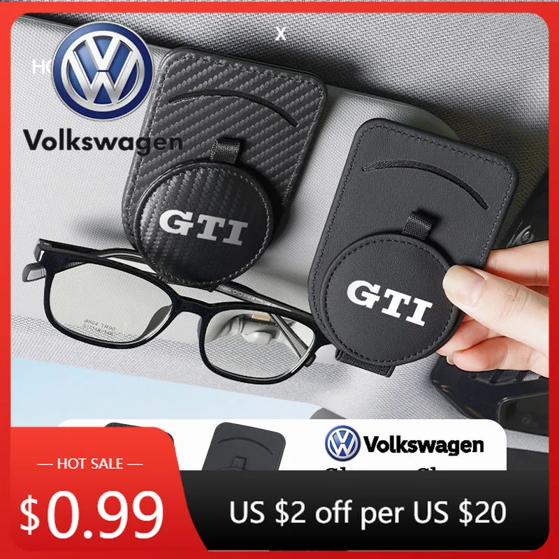 

2026 Hot VOLKSWAGEN Car Sun Visor Glasses Clip Card Ticket Holder For Volkswagen GTI Tiguan Passat Polo Magotan ID.3 T5 Phaeton