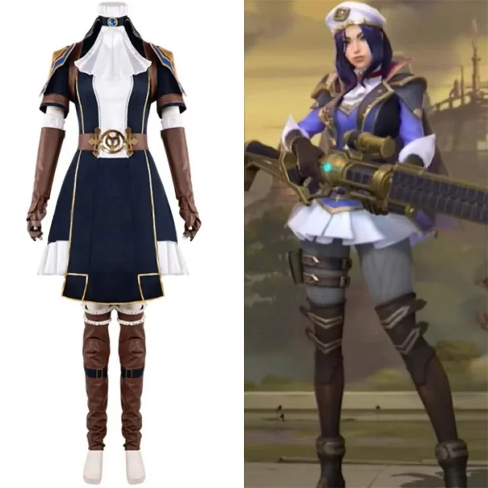 

Game LOL Arcane Caitlyn Cosplay Costume The Sheriff of Piltover Caitlyn Uniform Dress Halloween Carnival Suit