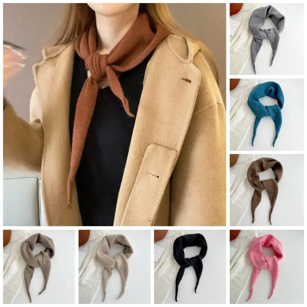 Luxury Korean Style Knitted Triangle Scarf Windproof Thicken Winter Cashmere Scarves Warm Casual Women Cashmere Shawl Outdoor