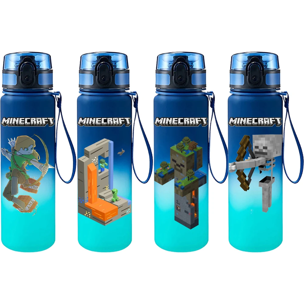 Botella de agua Minecraft de 650ML, taza de plástico esmerilada de gran capacidad para beber, taza de agua portátil para deportes al aire libre, regalo para niños