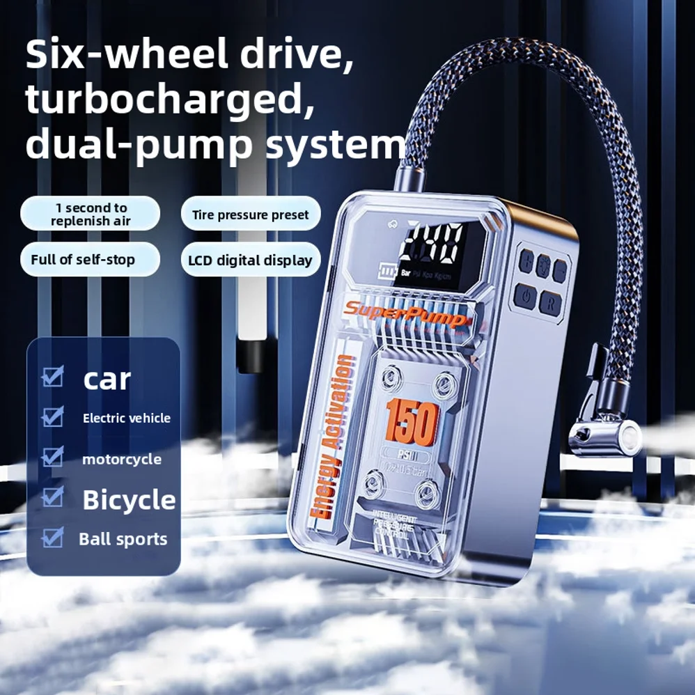 Multi Functional Car Mounted Wireless Mini Portable Air Pump Suitable For Tire Inflation Electric High-power Emergency