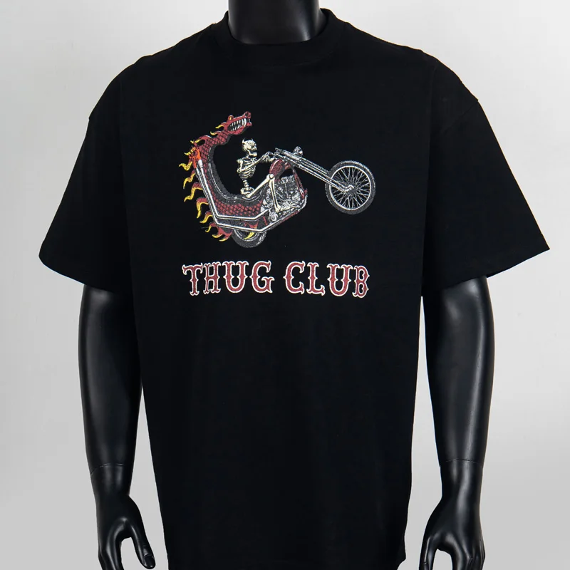 Fashion Thug Club Skulls Dragon Flame Car Print T Shirt Men Women Streetwear Short Sleeve High Quality Casual Loose T-shirts Top