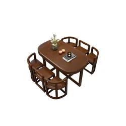 Solid Wood Dining Tables and Chairs Set Simple Modern Household Small Apartment Space-Saving 1.3 M Retractable Dining Table