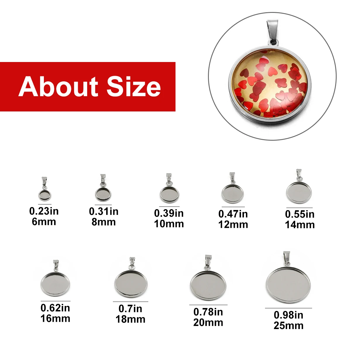 6-25 مللي متر مجموعة من 10 الفولاذ المقاوم للصدأ سحر الفراغات قواعد قلادة مستديرة للحيوانات الأليفة العلامات قلادة DIY بها بنفسك مستلزمات صناعة المجوهرات اكسسوارات