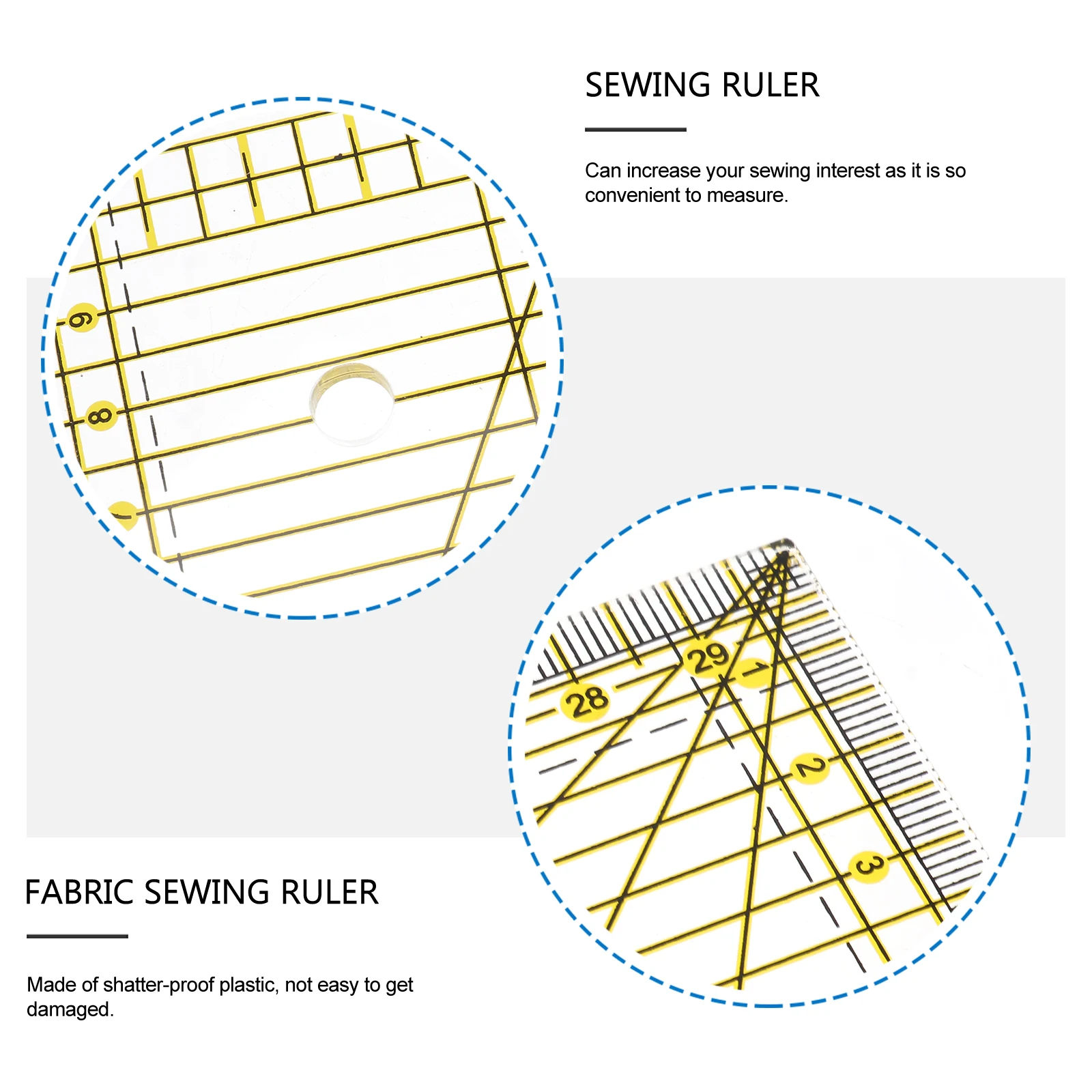 

30X15Cm Transparent Quilting Ruler For Sewing Garment Making Clear Lines Craft Patchwork Tailor Ruler With Hanging Hole