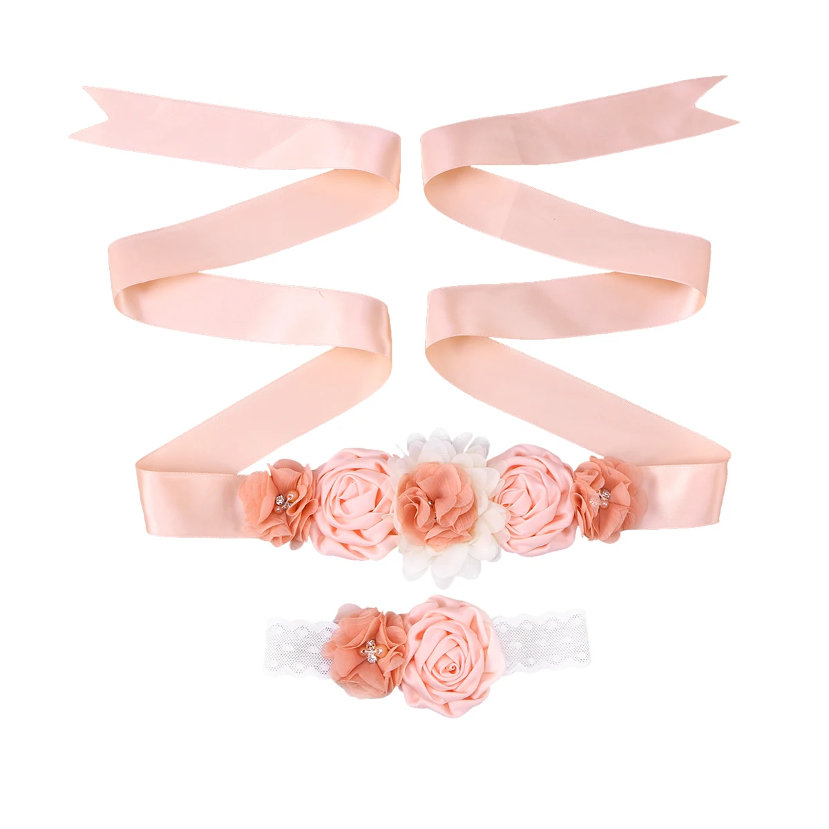 

2pcs FlowerGirlSashBelt PregnantWoman WeddingMaternity Flower Girl Sash PhotoProp Flower Girl Sash Belt SatinBelt